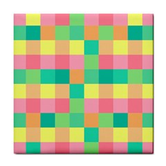 Checkerboard Pastel Squares Tile Coasters by Pakrebo