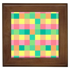 Checkerboard Pastel Squares Framed Tiles by Pakrebo