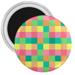 Checkerboard Pastel Squares 3  Magnets by Pakrebo