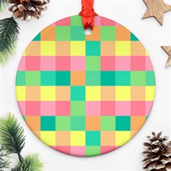 Checkerboard Pastel Squares Ornament (round) by Pakrebo