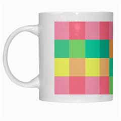 Checkerboard Pastel Squares White Mugs by Pakrebo