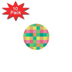 Checkerboard Pastel Squares 1  Mini Buttons (10 Pack)  by Pakrebo