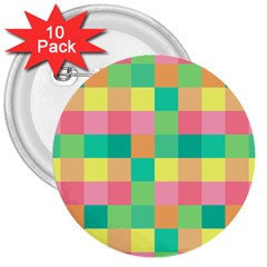 Checkerboard Pastel Squares 3  Buttons (10 Pack)  by Pakrebo