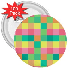 Checkerboard Pastel Squares 3  Buttons (100 Pack)  by Pakrebo