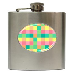 Checkerboard Pastel Squares Hip Flask (6 Oz) by Pakrebo