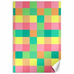 Checkerboard Pastel Squares Canvas 24  X 36  by Pakrebo