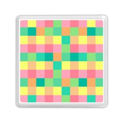 Checkerboard Pastel Squares Memory Card Reader (square) by Pakrebo