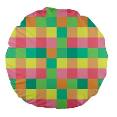 Checkerboard Pastel Squares Large 18  Premium Flano Round Cushions by Pakrebo