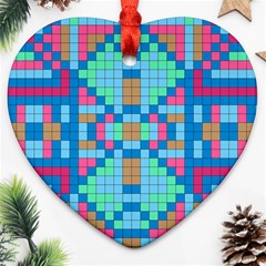 Checkerboard Squares Abstract Ornament (heart) by Pakrebo