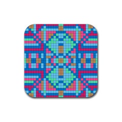 Checkerboard Squares Abstract Rubber Coaster (square)  by Pakrebo