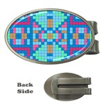 Checkerboard Squares Abstract Money Clips (Oval)  Front