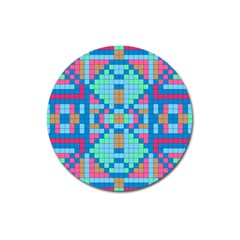 Checkerboard Squares Abstract Magnet 3  (round) by Pakrebo