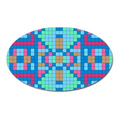 Checkerboard Squares Abstract Oval Magnet by Pakrebo