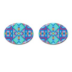 Checkerboard Squares Abstract Cufflinks (oval) by Pakrebo