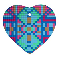 Checkerboard Squares Abstract Heart Ornament (two Sides) by Pakrebo