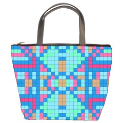 Checkerboard Squares Abstract Bucket Bag by Pakrebo