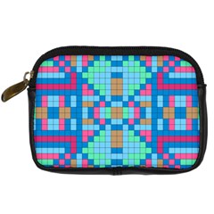 Checkerboard Squares Abstract Digital Camera Leather Case by Pakrebo