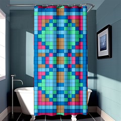 Checkerboard Squares Abstract Shower Curtain 36  X 72  (stall)  by Pakrebo