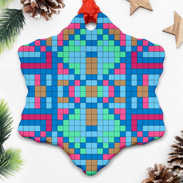 Checkerboard Squares Abstract Ornament (Snowflake)