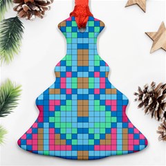 Checkerboard Squares Abstract Christmas Tree Ornament (two Sides) by Pakrebo