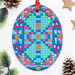 Checkerboard Squares Abstract Oval Filigree Ornament (two Sides) by Pakrebo