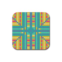 Checkerboard Squares Abstract Rubber Coaster (square)  by Pakrebo