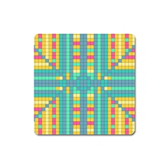 Checkerboard Squares Abstract Square Magnet by Pakrebo