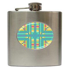 Checkerboard Squares Abstract Hip Flask (6 Oz) by Pakrebo