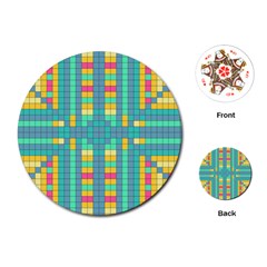 Checkerboard Squares Abstract Playing Cards (round) by Pakrebo