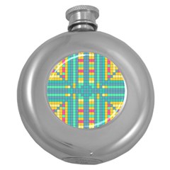 Checkerboard Squares Abstract Round Hip Flask (5 Oz) by Pakrebo