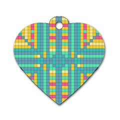 Checkerboard Squares Abstract Dog Tag Heart (one Side) by Pakrebo