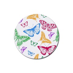 Butterfly Butterflies Vintage Rubber Round Coaster (4 Pack)  by Pakrebo