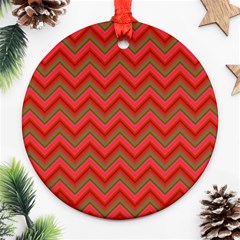 Background Retro Red Zigzag Ornament (round) by Pakrebo