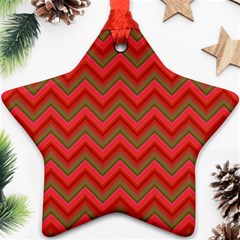 Background Retro Red Zigzag Star Ornament (two Sides) by Pakrebo