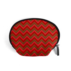 Background Retro Red Zigzag Accessory Pouch (small) by Pakrebo