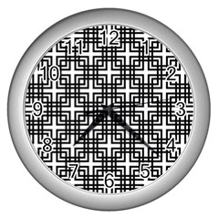 Pattern Vector Halftone Wallpaper Wall Clock (silver) by Pakrebo