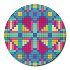 Checkerboard Squares Abstract Round Mousepads