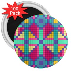 Checkerboard Squares Abstract 3  Magnets (100 pack)