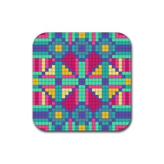 Checkerboard Squares Abstract Rubber Coaster (Square) 