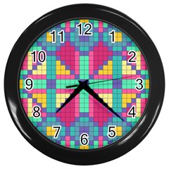 Checkerboard Squares Abstract Wall Clock (Black)