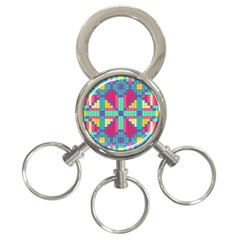 Checkerboard Squares Abstract 3-Ring Key Chains