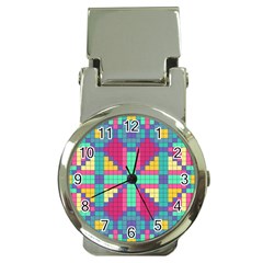 Checkerboard Squares Abstract Money Clip Watches