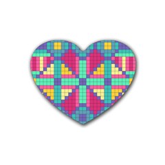 Checkerboard Squares Abstract Rubber Coaster (Heart) 