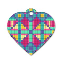 Checkerboard Squares Abstract Dog Tag Heart (One Side)