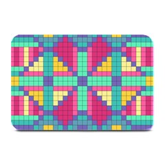 Checkerboard Squares Abstract Plate Mats