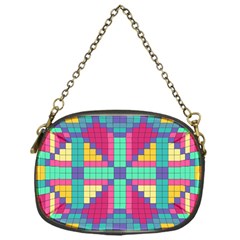 Checkerboard Squares Abstract Chain Purse (One Side)