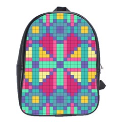 Checkerboard Squares Abstract School Bag (Large)