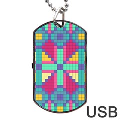 Checkerboard Squares Abstract Dog Tag USB Flash (Two Sides)