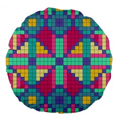 Checkerboard Squares Abstract Large 18  Premium Round Cushions