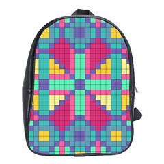 Checkerboard Squares Abstract School Bag (XL)